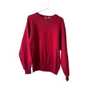 Vintage 80s Red Blank Solid Crewneck Sweatershirt M. J. Soffe Adult M